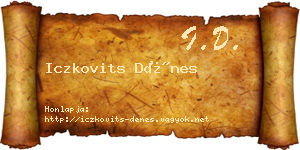 Iczkovits Dénes névjegykártya
